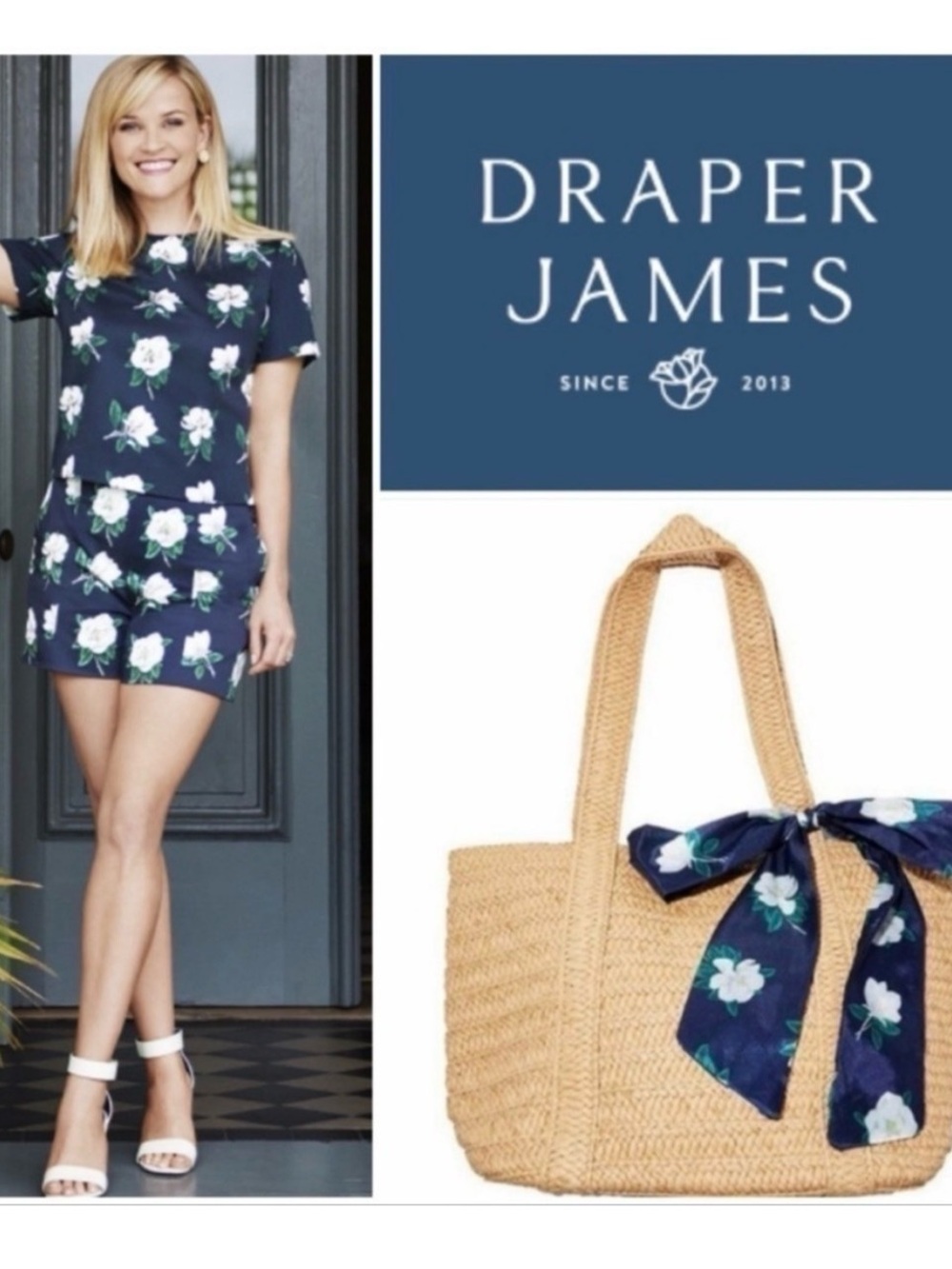 NWT Draper James Every Day Straw Tote Bag